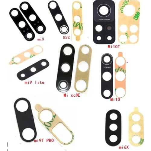 100pcs Back Rear Camera Glass Lens with Sticker For Xiaomi Mi 10T 9 8 M8 lite Se Mi10T Note 6X MI CC9 9T Pro Replacement Parts