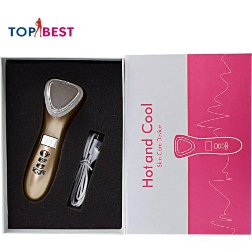 Ultrasonic Hot And Cool Skin Care Device Sonic Vibration Red Blue Light Therapy Face Massager Facial Tightening Beauty Machine