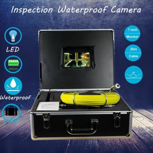 23MM Waterproof Sewer Camera Head Pipe Internal Visual Instrument 7Inch-Display 20M Cable Reel With 12Pcs Adjustable LED