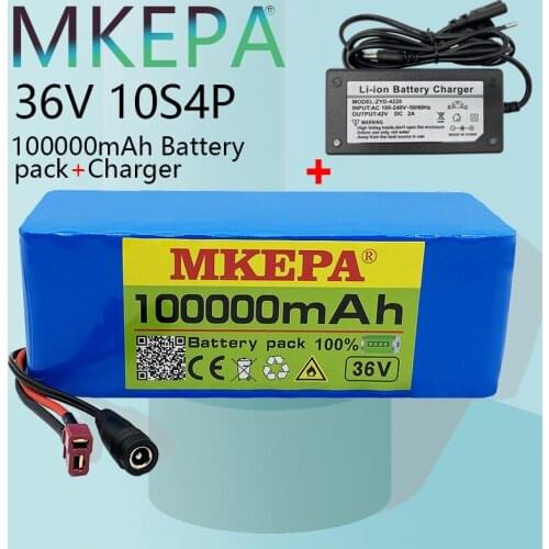 100% Original 36V battery 10S4P 100Ah battery pack 1000W high power battery 42V 100000mAh Ebike electric bike BMS+42V2A Charger