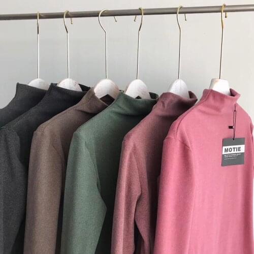 2021 German velvet bottoming shirt autumn winter turtleneck warm stretch knitted sweater long sleeve t-shirts Solid Basic Tops