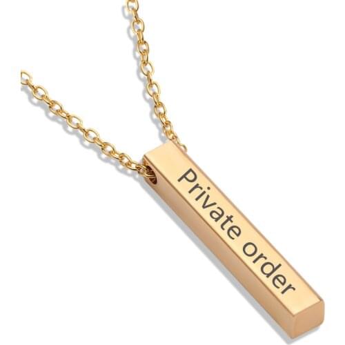 2021 New Stainless Steel Three-dimensional Stick Lettering Necklace Simple Square Necklace Pendant Custom Name Mothers Day Gift