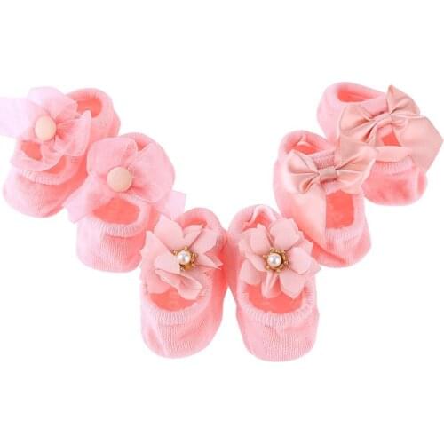 3 Pairs/Lot Flower Bowknot Baby Girls Cotton Anti-Slip Floor Socks Suitable For 1-3 Year Olds Antiskid Floor Socks For Infants