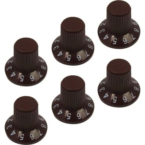 NEW 6pcs Electric Guitar Amplifier Knobs Amp Volume Potentiometer Control Knobs Plastic Caps Brown