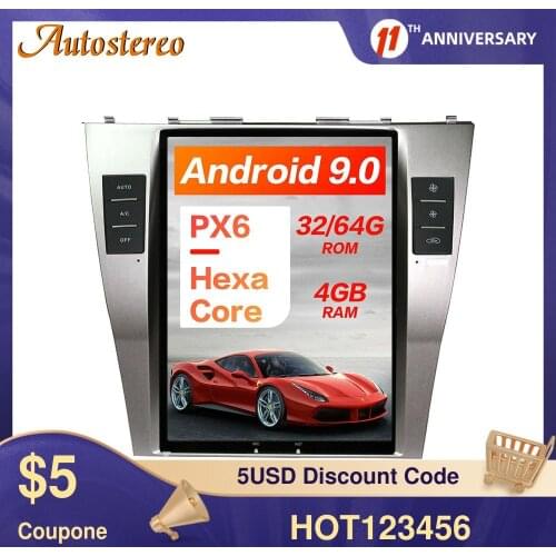 Android 9.0 Tesla Radio Vertical Screen 4+128 For Toyota Camry Aurion 2006-2011 Multimedia Player Car GPS Navigation Auto Stereo