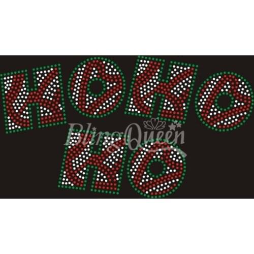 BlingQueen 25pcs/lot Iron On Crystal Motifs Christmas HOHOHO Design