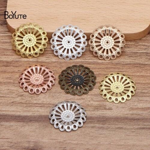 BoYuTe (100 Pieces/Lot) 20MM Metal Brass Filigree Flower Findings Diy Hand Made Materials Jewelry Accessories
