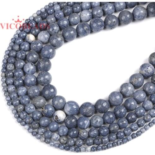 Natural Stone Blue Coral Beads In Loose 15" Strand 6 8 10 12 MM Pick Size For Jewelry Making