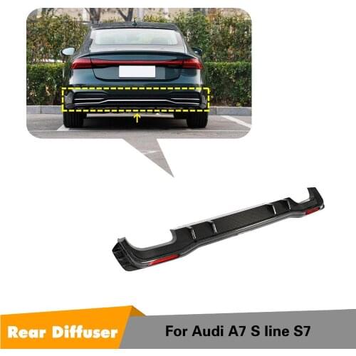 Carbon Fiber Car Rear Bumper Diffuser Lip Spoiler For Audi A7 Sline S7 Sedan 4 Door 2019 2020