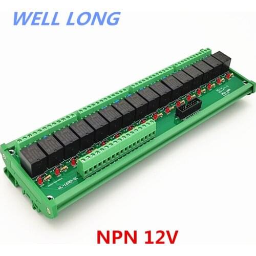 DIN Rail Mount 16 Channel NPN Type 12V 15A Power Relay Interface Module,HF JQC-3FF-12V-1ZS Relay