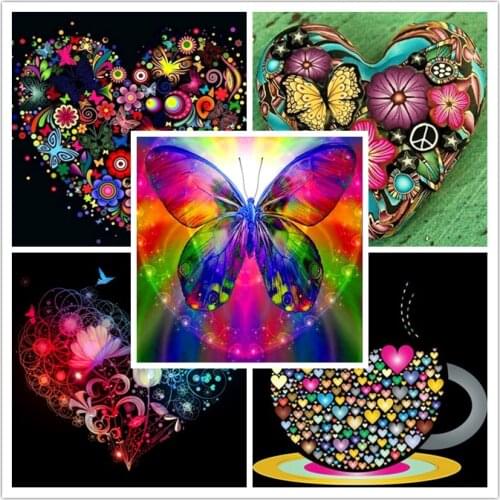 Diy 5D Diamond Painting "Color heart butterfly" Cross Stitch Full Square Diamond Embroidery Mosaic Rhinestones Art Decor Gift