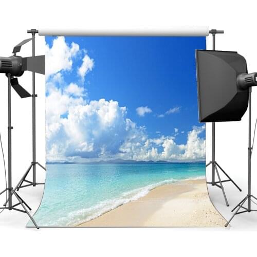 Seaside Sand Beach Backdrop Waves Blue Sky White Cloud Nature Romantic Summer Holiday Journey Ocean Sailing Background
