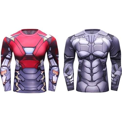 3D Printed T-shirt Compression Tights Men Fitness Running Shirt Breathable Long Sleeve Sports Rashgard Gym Cycling Clothing