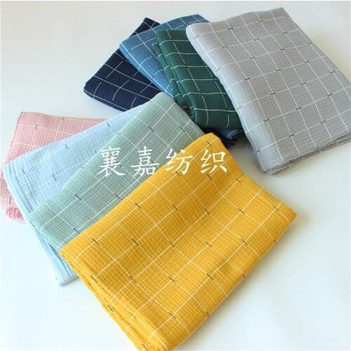 Cotton Double-layer Gauze Cloth Bubble Yarn Plaid Pajama Fabric