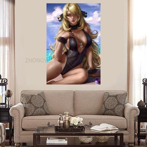 Canvas painting wall art Anime GAME Figure Posters Sexy queen Swimsuit girl Hoom Decor Parlor Bedroom picture