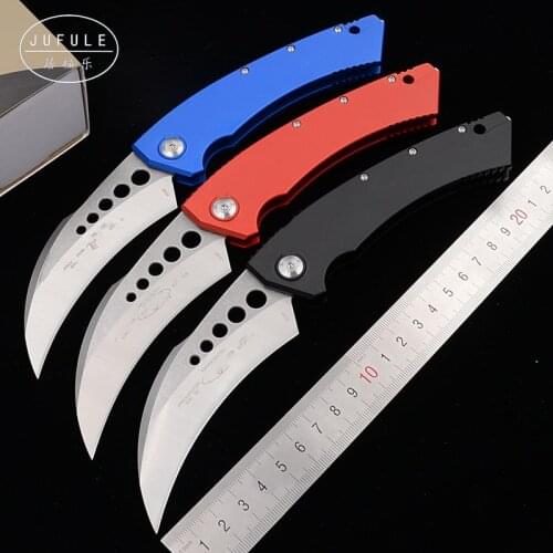 JUFULE MT Hawk Mark 204P blade aluminum handle camping survival outdoor fruit EDC hunting tool Utility Folding potato knife