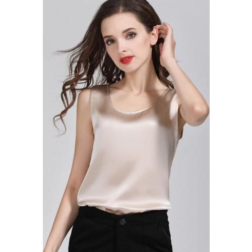 Quality 100% Pure Silk Classical Tank Top Camisole Sleeveless Vest Shirt YM005