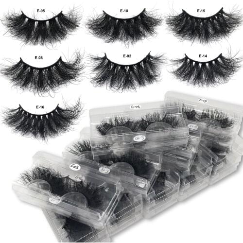 False Eyelashes Mink 10/20/30/40/50/100Pairs Fluffy Lashes With Tray No Box 25mm Wholesale Lashes 3D Mink Lashes Bulk