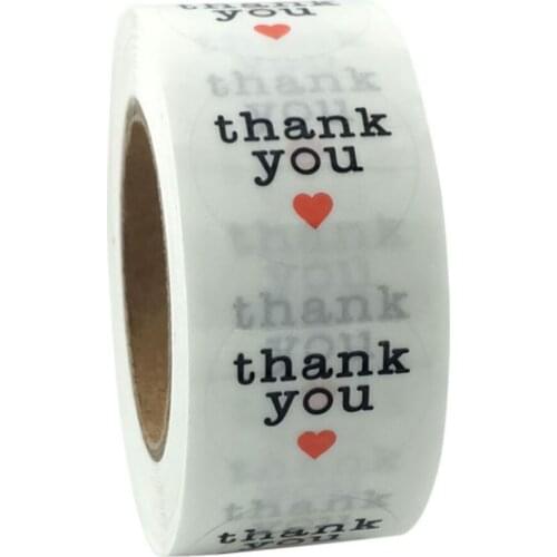 500pcs/roll Clear Thank You Stickers With Res Heart Stickers For Wedding Envelope Business Packaging Seal Label Sticker