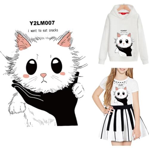 Cute Cat Patches Iron Transfer For Clothes Patch Stickers Transfers New Fashion Washable Decoration Diy Clothing Accessories