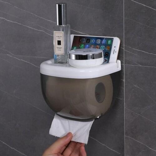 Wall-Mounted Bathroom Adhesive Tissue Dispenser Tissue Box for Paper Towels Phone Tissue Storage Box Drawer Bathroom Supplies