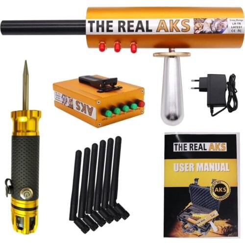 The Real AKS 6 Antennas Plastic Case Long Range Gold Detector for Silver Gem Diamond Golden + Filter