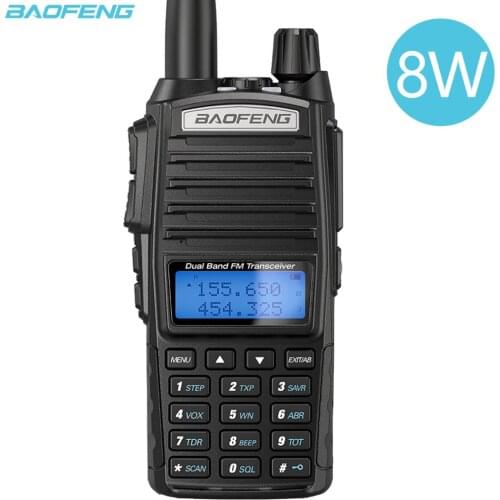 BaoFeng UV-82 Plus 8W Ham Two Way Radio 2-PTT Walkie Talkie Tri-Power Dual band 136-174MHz 400-520MHz Handheld FM Transceiver