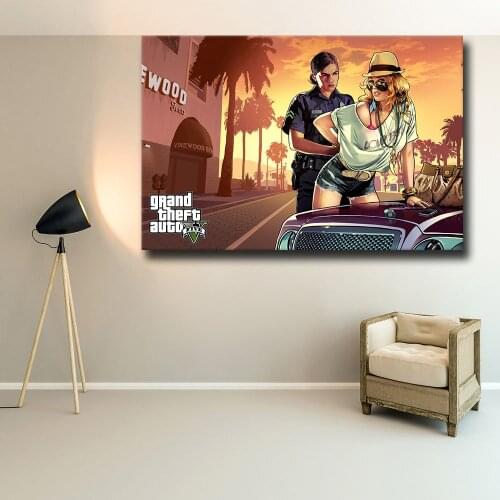 Grand Theft Auto V Game Poster GTA 5 Canvas Art Print Painting Wall Pictures For Room Home Decoration Wall Decor No Frame