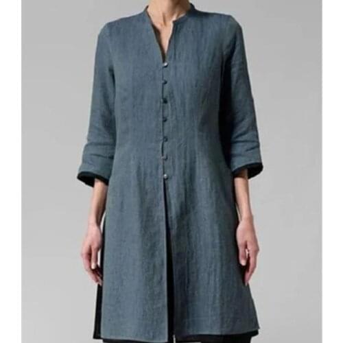 Cotton Linen Shirt 2021 Summer Hot Irregular Women Button Up Shirt Camisas Mujer Ladies Tops