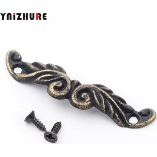 10PCS 46mm x 10mm Bronze Tone Cabinet Drawer Handles Pulls Jewellery Box Handle Knobs With Screws For Furniture Hardware