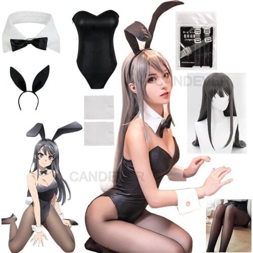 Seishun Buta Yarou wa Bunny Girl Senpai no Yume wo Minai Cosplay Halloween Costume for Girls Sexy Cute Bunny Faux Leather Rabbit