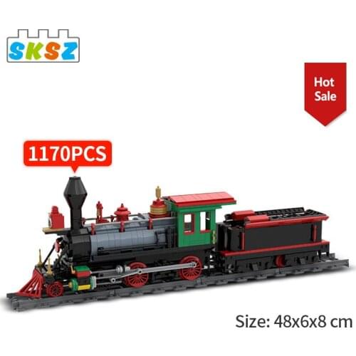 Technical Moc Retro Train Model Grizzly Flats Loco Building Blocks Winter Holiday Electric Railroad Bricks DIY Kid Toy Xmas Gift