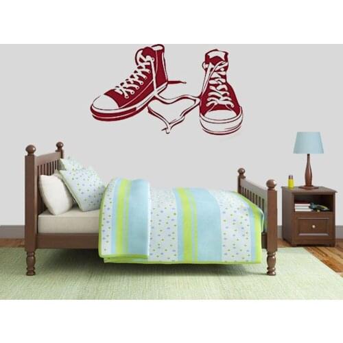Canvas Shoes Wall Decal Interior Design Vinyl Wall Sticker Teens Boys Bedroom Living Room Home Decor Fashion Glass Mural Q246