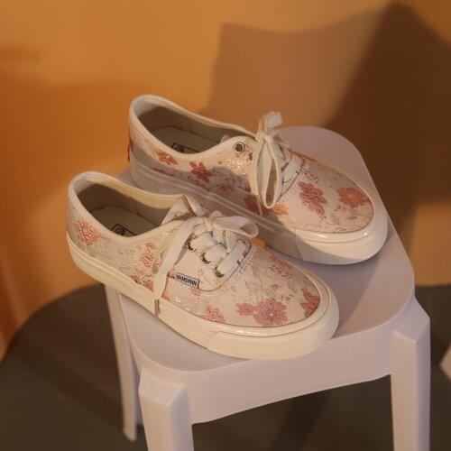 Chinese style retro embroidery womens single shoes trend canvas shoes platform lace-up casual womens shoes