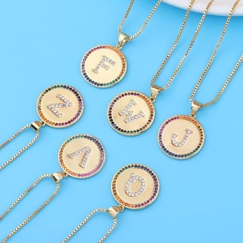 Vintage Bohemia A-Z Initials Gold Coin letter Layered Necklace For Women Round Letters Choker Collar Pendant Choker Necklace