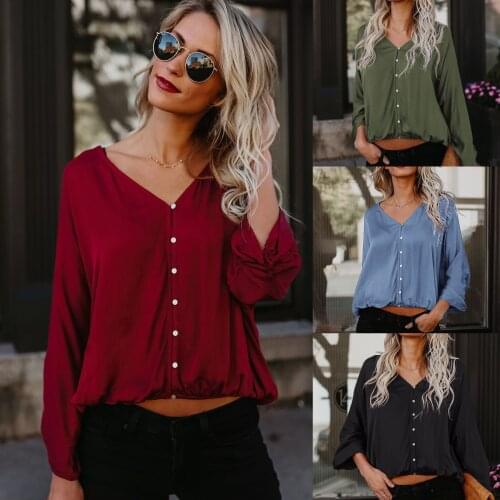 Spring and Summer Loose Casual Large Cotton Long-Sleeve Blouse Red Black Green Color Blue shirt