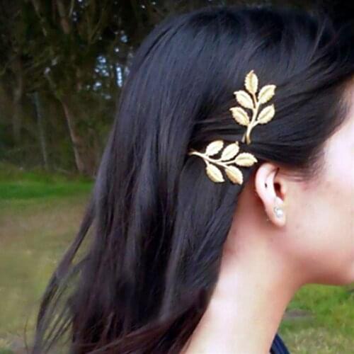 Vintage Hair Clip Olive Branch Leaves Snap Hair Barrette Stick Hairpin Hair Styling Accessories for Women Girls Side Clip