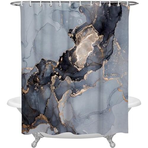 Marble Texture Gray Shower Curtain Home Bath Decorative Waterproof Polyester Fabric Bathroom Curtain