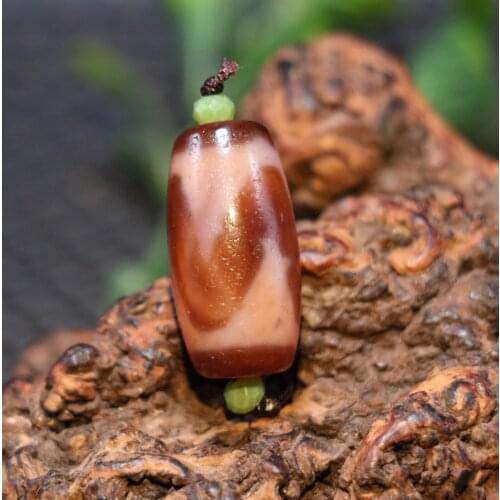 Magic Tibetan Oily Old Agate Patina Orange Color Tiger Tooth dZi Bead Amulet 4AA Talisman Timestown UPD22A