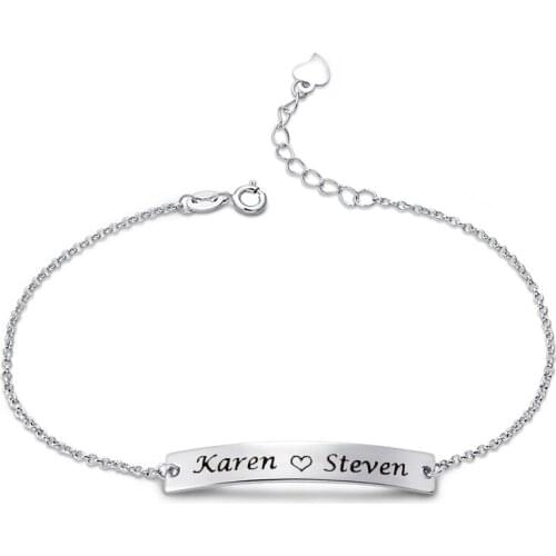 YSH personalized 925 sterling silver Jewelry custom bangle engraved name bracelet for Women Valentines gifts Free shipping 2020