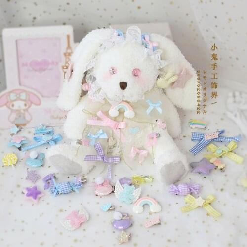 Handmade Hair clip Pink blue Hair accessories Soft Sister Sweet Bowknot Side Clip Lolita Kawaii Hairpin Hair Ornaments Cosplay