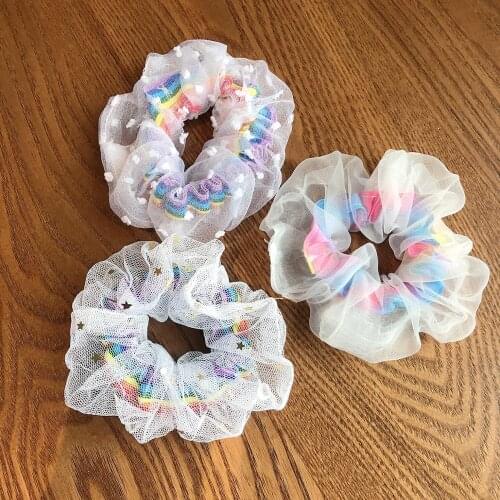 Women Rainbow Color Elastic Hair Bands Ponytail Holder Scrunchies Rubber Bands Hair Ropes Lady Braider Styling Hair Accessories