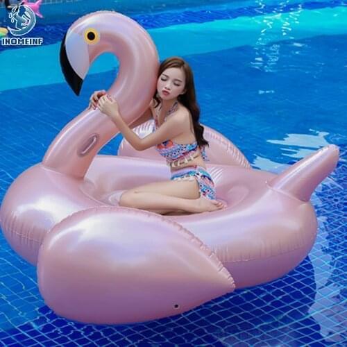 1.9m PVC Rose Gold/Pink Flamingo Pool Float Inflatable Floats Water Park Summer Lake Swimming Lounge Buoy Dropshipping