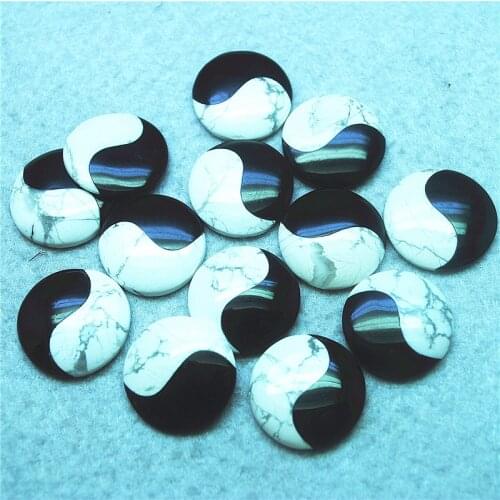 10PCS Nature Semi Precious Stone Cabochons No Hole 20MM Round Shape Tai Chi DIY Jewelry Accessories Free Shipping