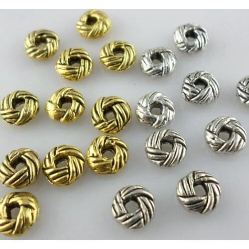 200pcs Tibetan Gold/Silver Small Nest Charm Loose Spacer Beads 6x3mm Jewelry Beading Findings