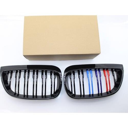 2x/Set Gloss Black M Style Grille Double Slat Fit for BMW E81 E82 E87 2004-2007