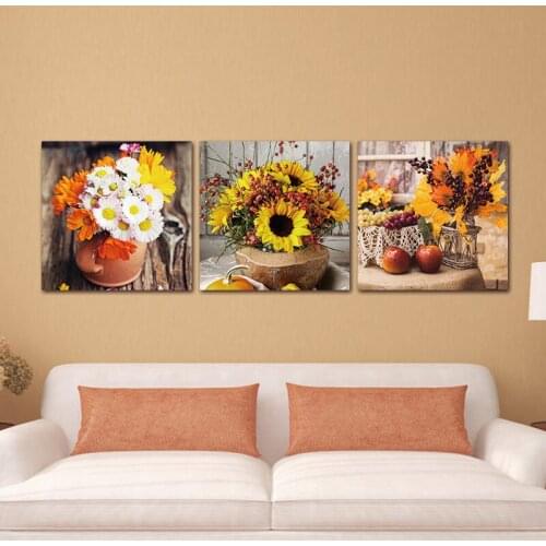 3 pieces canvas painting Flower Vase canvas poster print for living room home decoration no frame