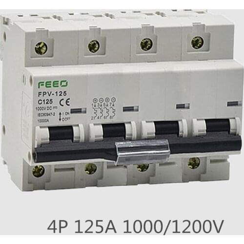 4P DC Circuit Breaker 125A DC 1000V 1200V Solar Circuit breaker FOR PV System CE Certificate