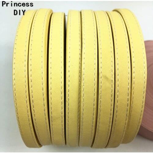 5 M/Lot Jewelry Making Findings 10mm PU Light Yellow Ribbon Faux Leather Cord String Rope Bias DIY Chocker Necklace Craft Riband