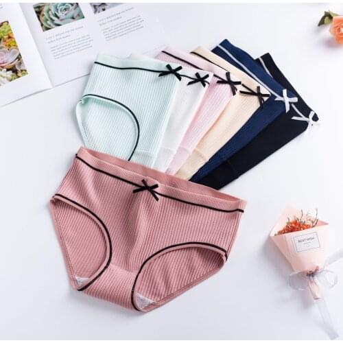 5Pcs/lot Womens Panties Cotton Underwear Women Pure Sexy Women Briefs For Solid Mid-Rise Womens Shorts Girls Panties Lingerie